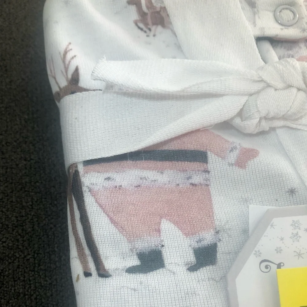 Pottery Barn Blush Heritage Santa Organic Cotton Baby Pajama 3-6 Months